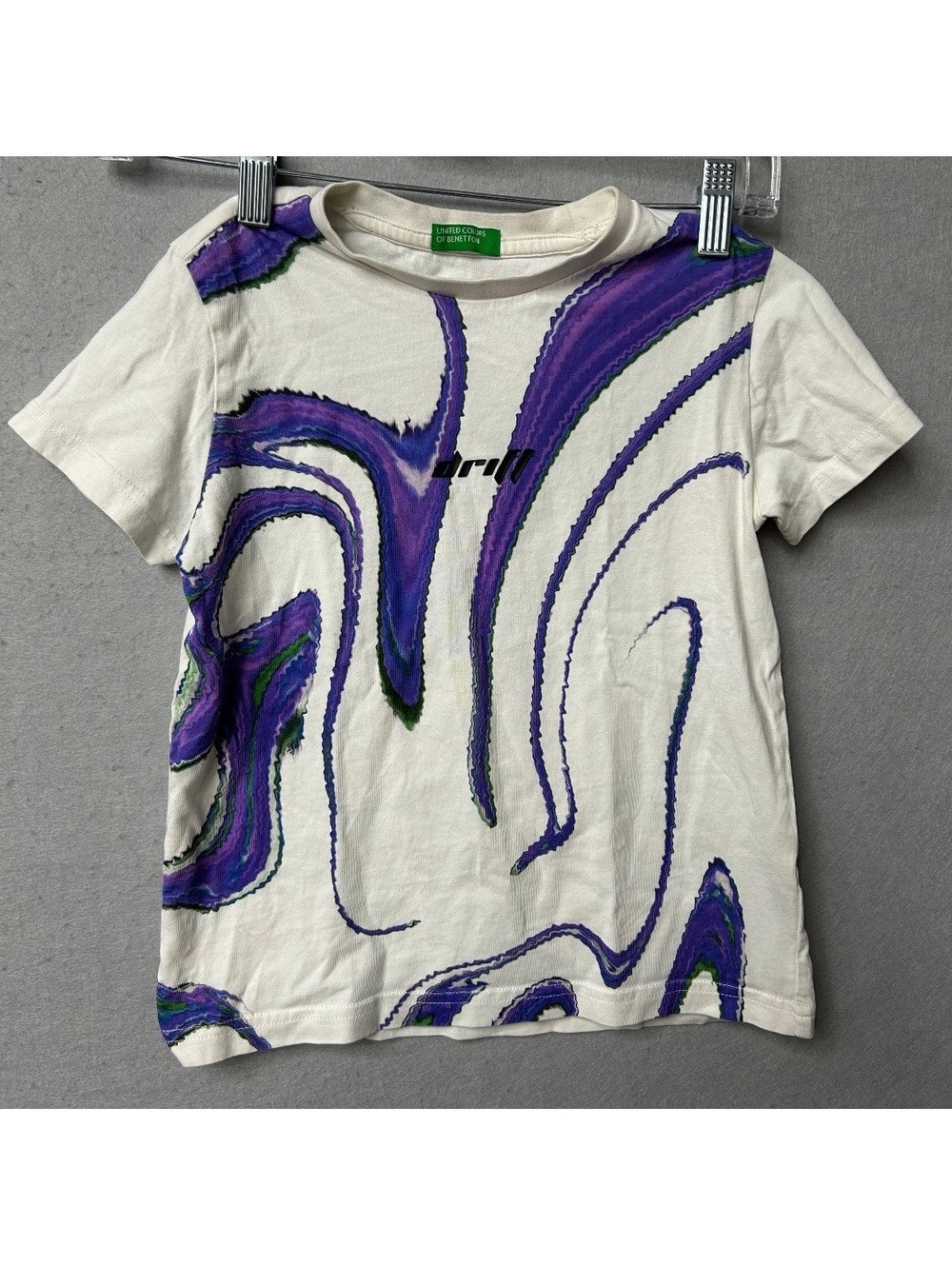 United Colors of Benetton White & Purple Drill Tshirt Kids Boys Size Medium